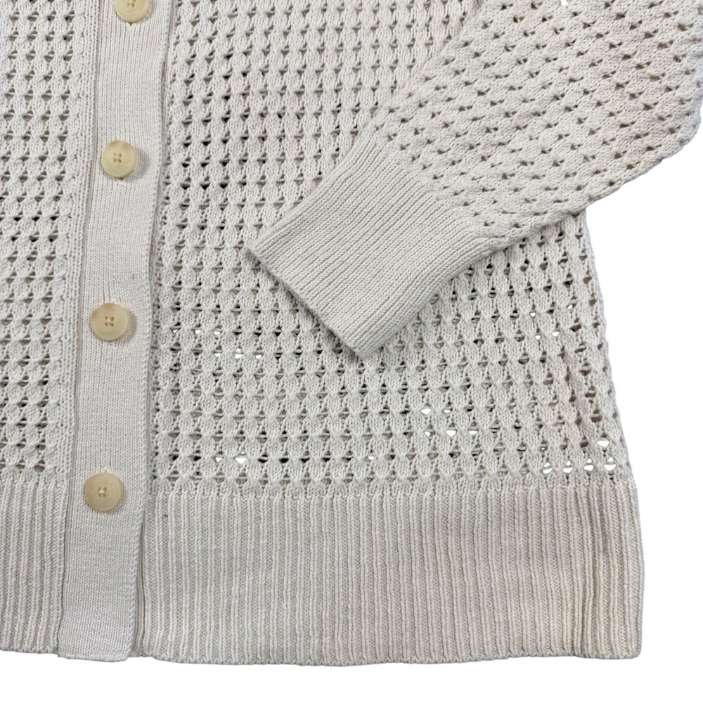 Simply Vera Vera Wang Pointelle Cardigan Womens Large Cream Coastal Grandmother - Picture 8 of 10